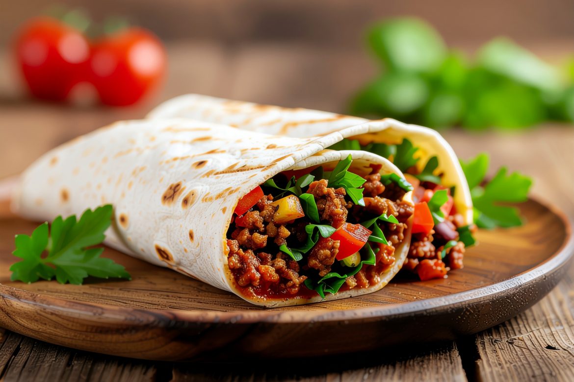 Protein-Wrap mit Hackfleisch-Füllung